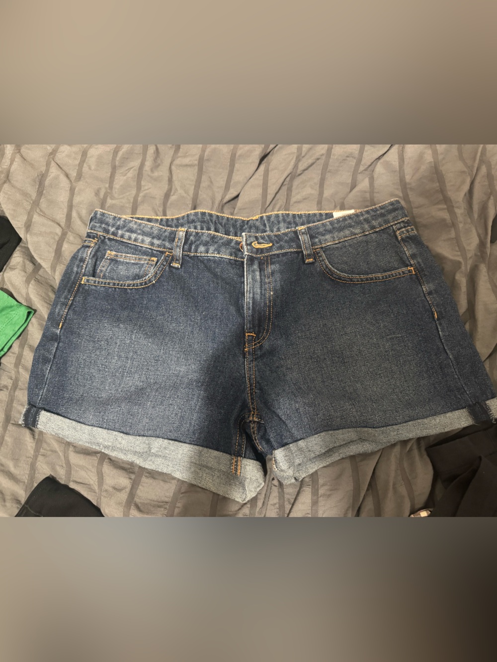 Women's Dark Blue Denim Roll-Cuff Shorts
